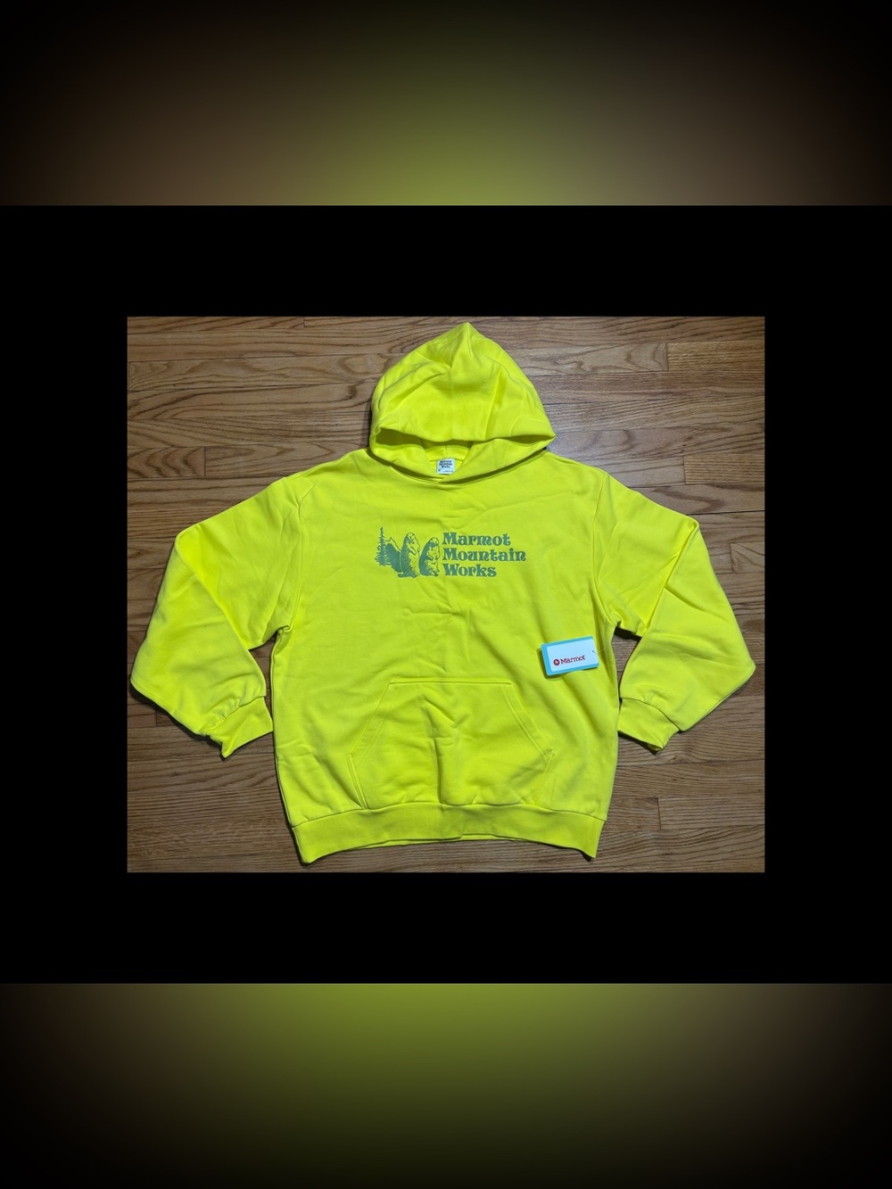 Marmot Mountain Works heavy weight hoodie Color Yellow Blaze Men’s Sz XL New